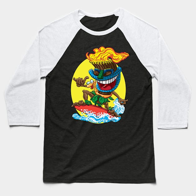 Tiki Surfer with rubber inflatable ring Baseball T-Shirt by eShirtLabs